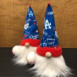 Holiday LA Dodgers Gnome MLB Baseball Sports Fan Ball Sunglasses Red Blue White